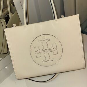 Tory Burch Ivory Tote with Logo